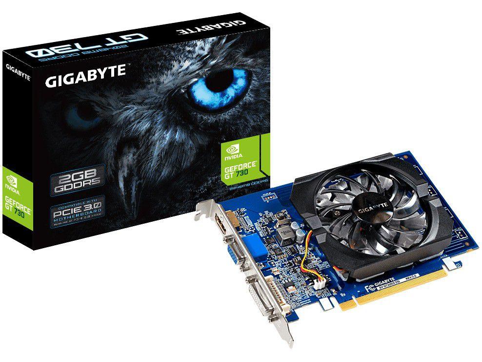 Placa de Vídeo Gigabyte GeForce GT 730 2GB - GDDR5 64 bits GV-N730D5-2GI (rev. 2.0)