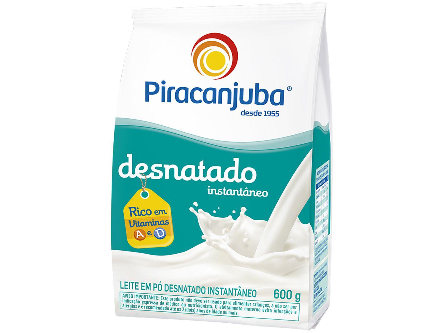 Leite em Pó de Vaca Desnatado Piracanjuba - Instantâneo 600g