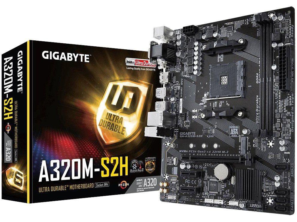 Placa Mãe Gigabyte GA-A320M-S2H AMD AM4 - DDR4 Micro ATX