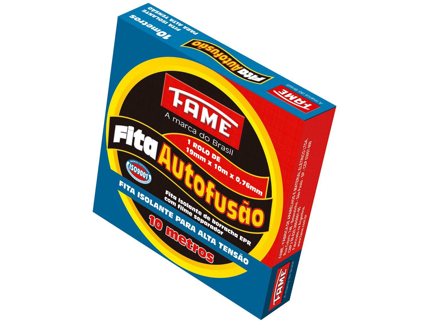 Fita Isolante Autofusão Fame 19mm x 10m x 0,76mm - Preta