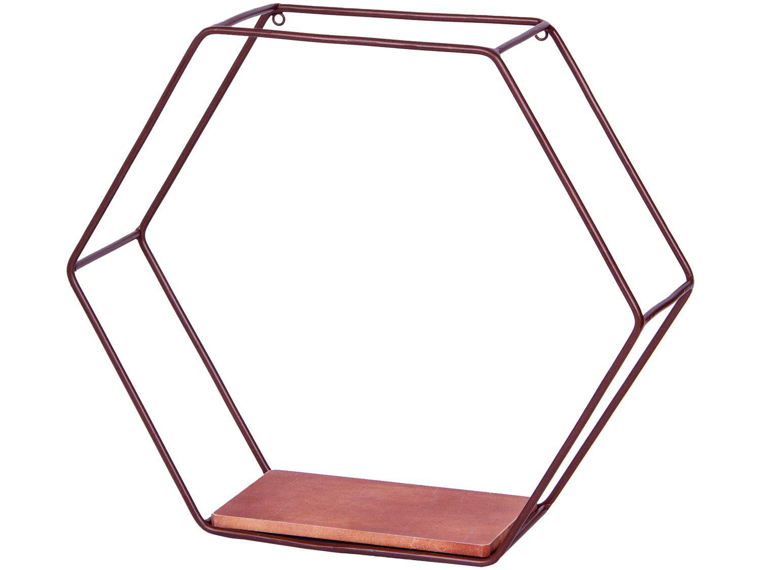 Nicho Marrom Hexagonal 45x39cm 1 Prateleira - Shangai 23-899