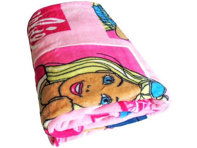 Manta Infantil Solteiro Jolitex Microfibra - Mattel Barbie Viagens Rosa