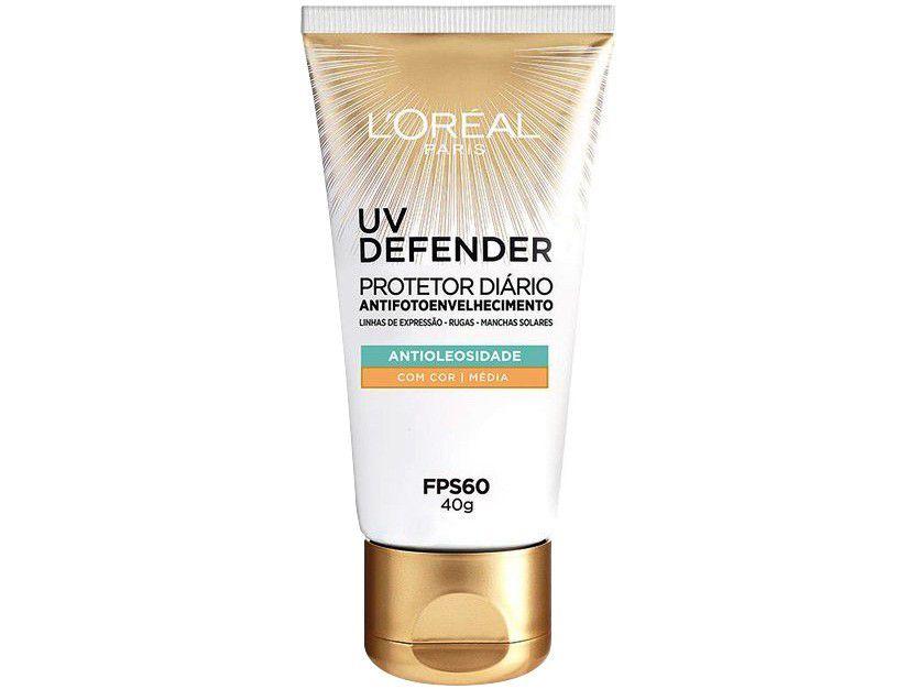 Protetor Solar Facial Loreal Paris FPS 60 Média - UV Defender Antioleosidade 40g