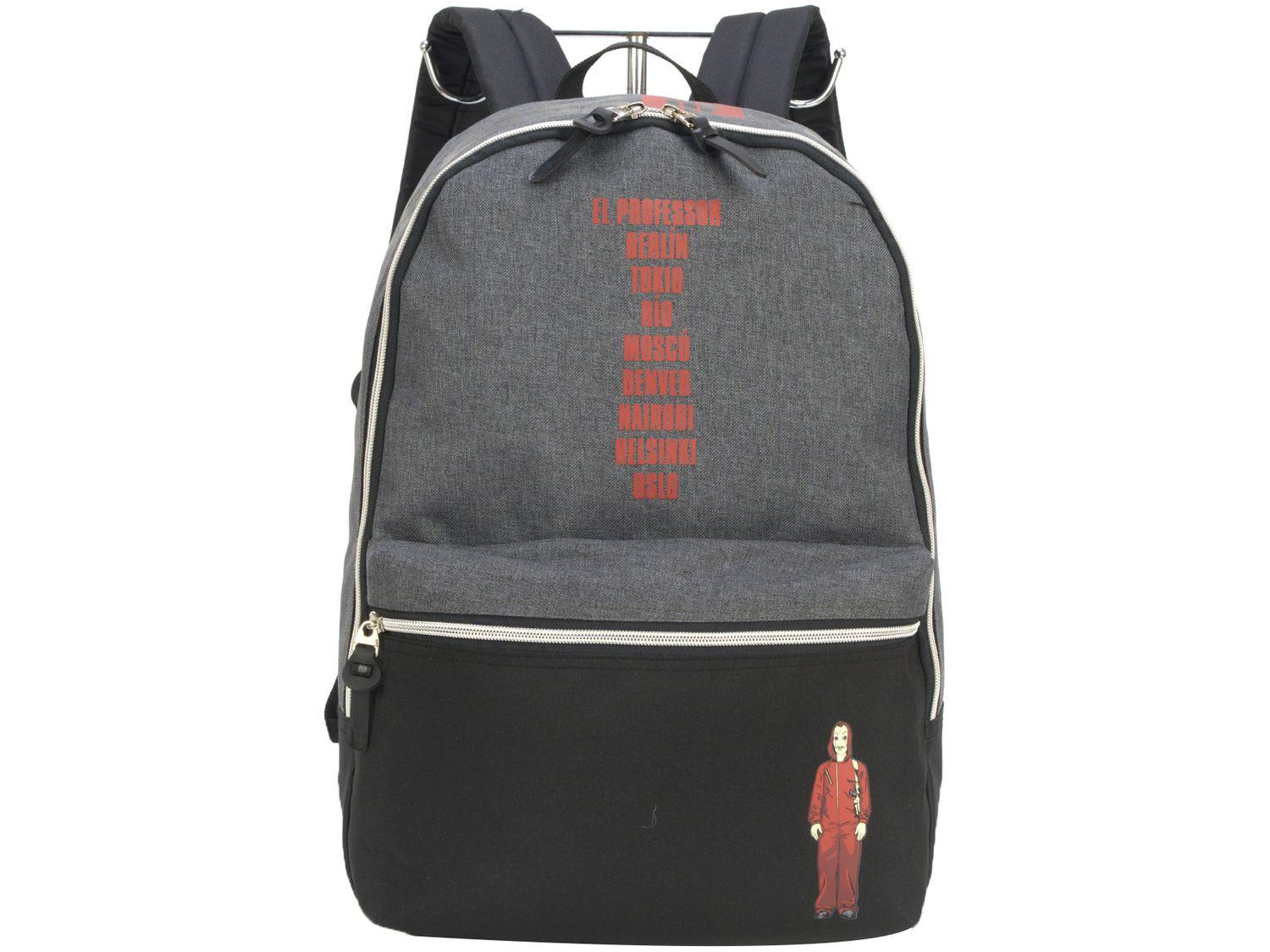 Mochila Juvenil Tam. G Luxcel La Casa de Papel - Cinza