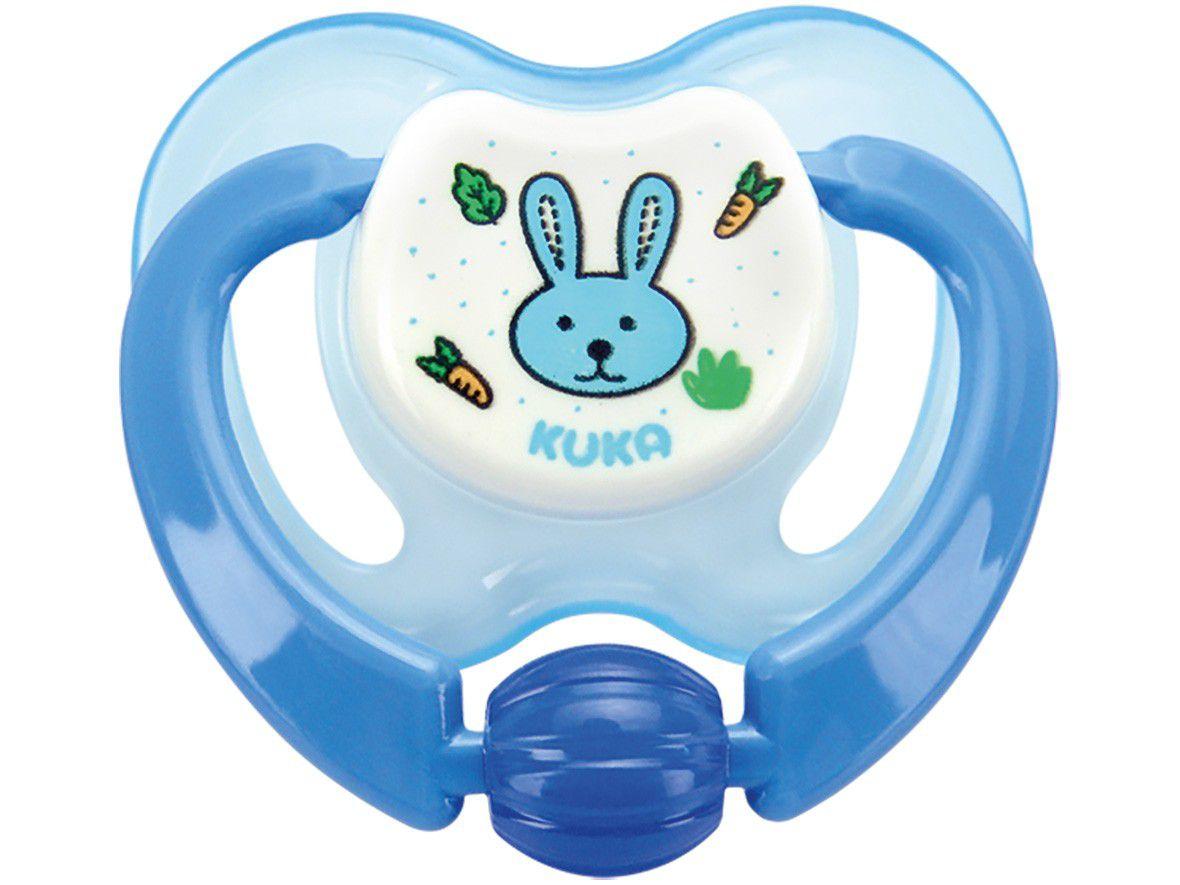 Chupeta Silicone Ortodôntico Kuka Lovely - Coelho Azul Acima de 6 meses