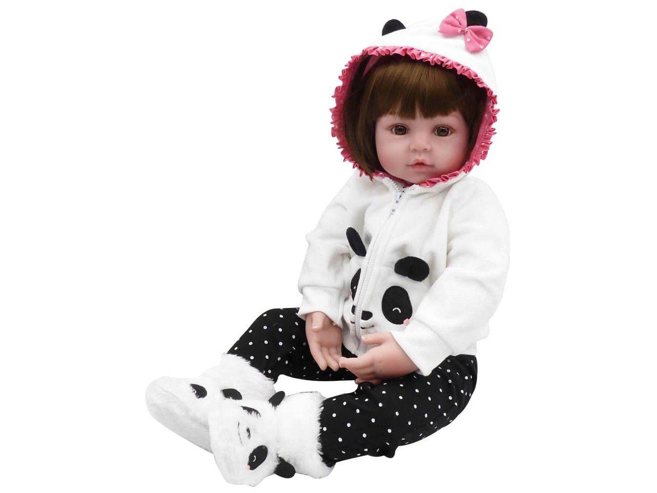 Bebê Reborn Pandinha Laura Baby 45cm - com Acessórios