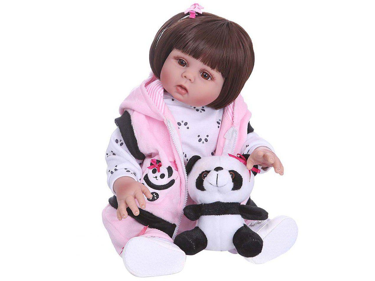 Boneca Reborn Pelúcia 45cm com Acessórios - Laura Baby