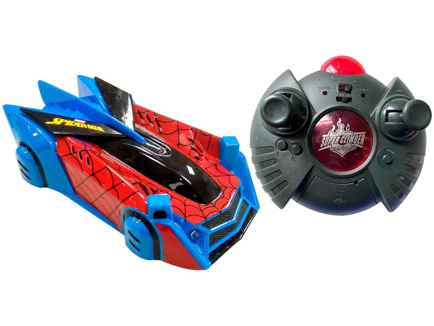 Carrinho de Controle Remoto Spider-Man - Web Climber 7 Funções Candide Vermelho