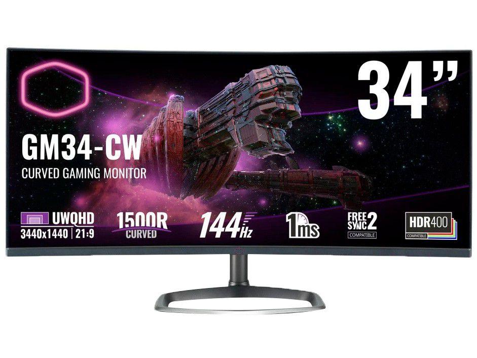 Monitor Gamer Cooler Master GM34-CW 34" LCD Curvo - Ultrawide Quad HD HDMI 144Hz 1ms FreeSync