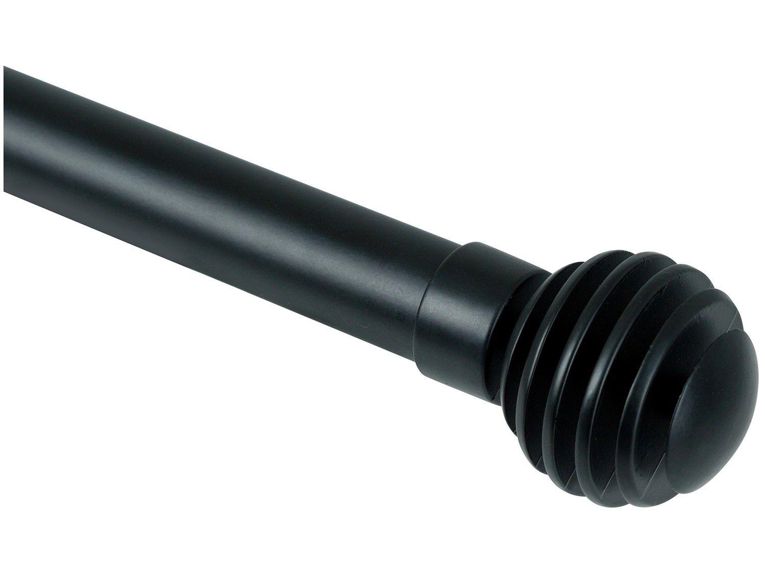 Varão de Cortina Extensível 1,20m a 2,10m 25/28mm - Evolux Ponteira Esfera Preto