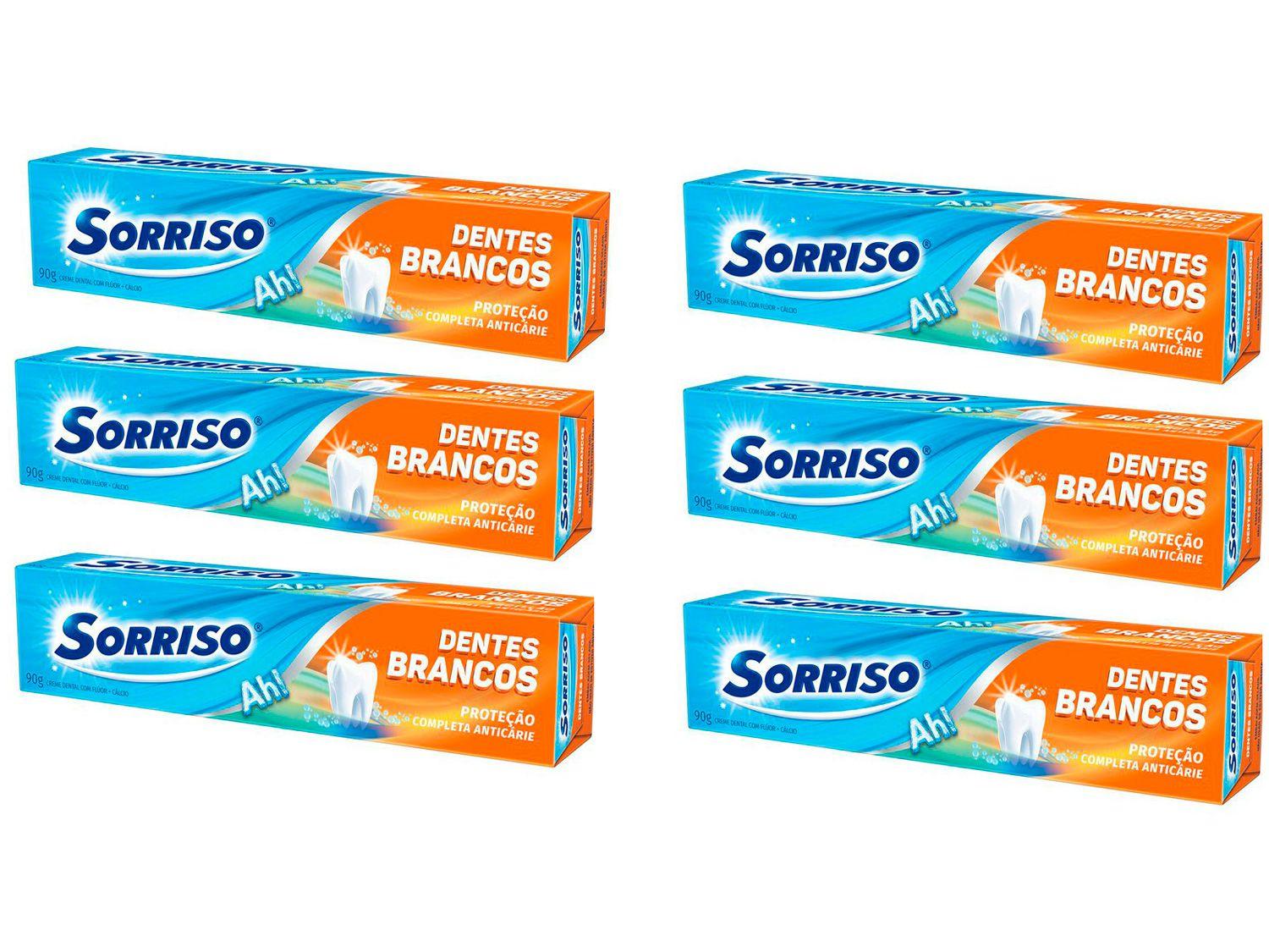 Creme Dental Clareador Sorriso Dentes Brancos - 90g 6 Unidades