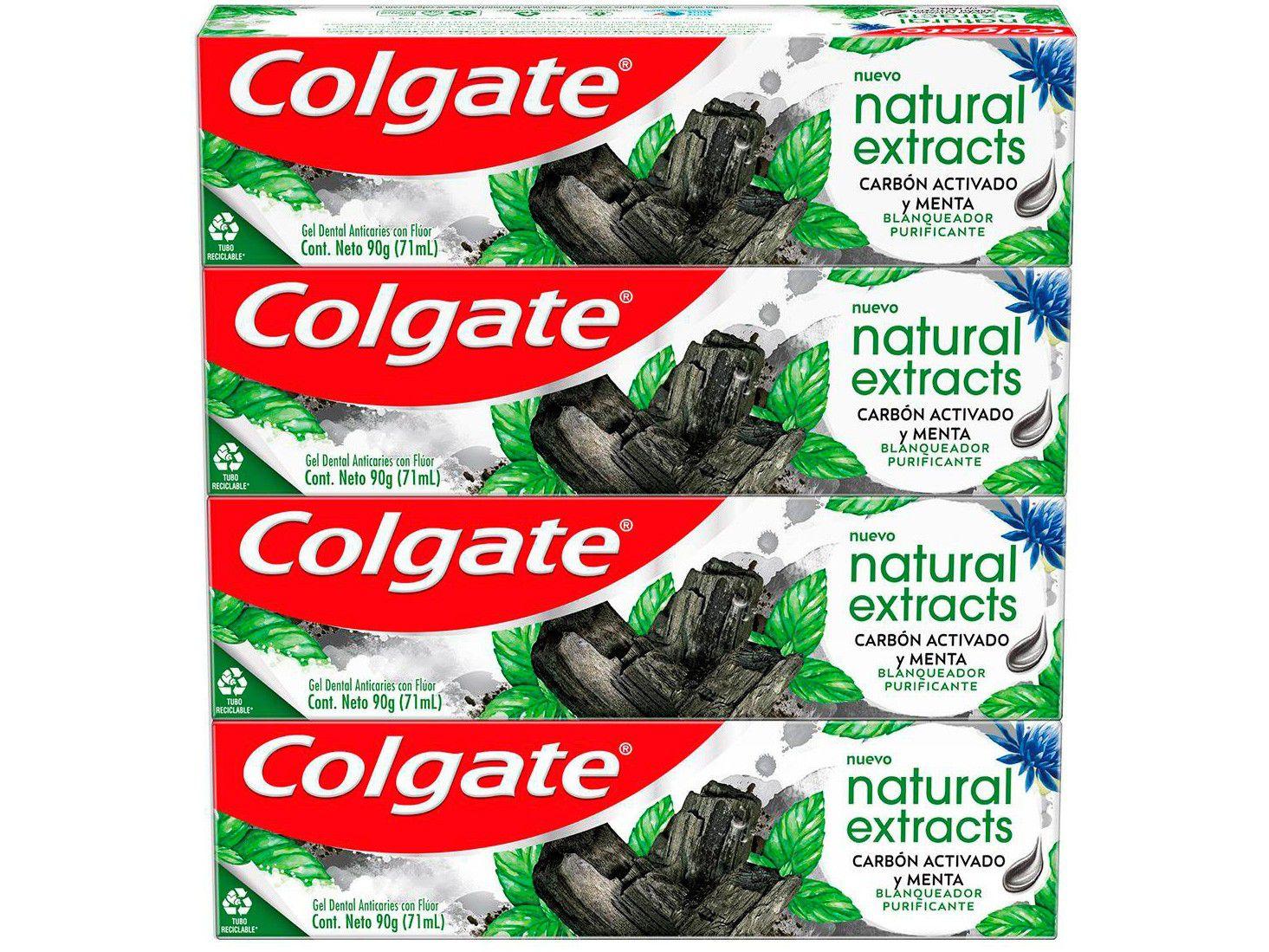 Creme Dental Clareador Colgate Natural Extracts - Carvão Ativado e Menta 90g 4 Unidades