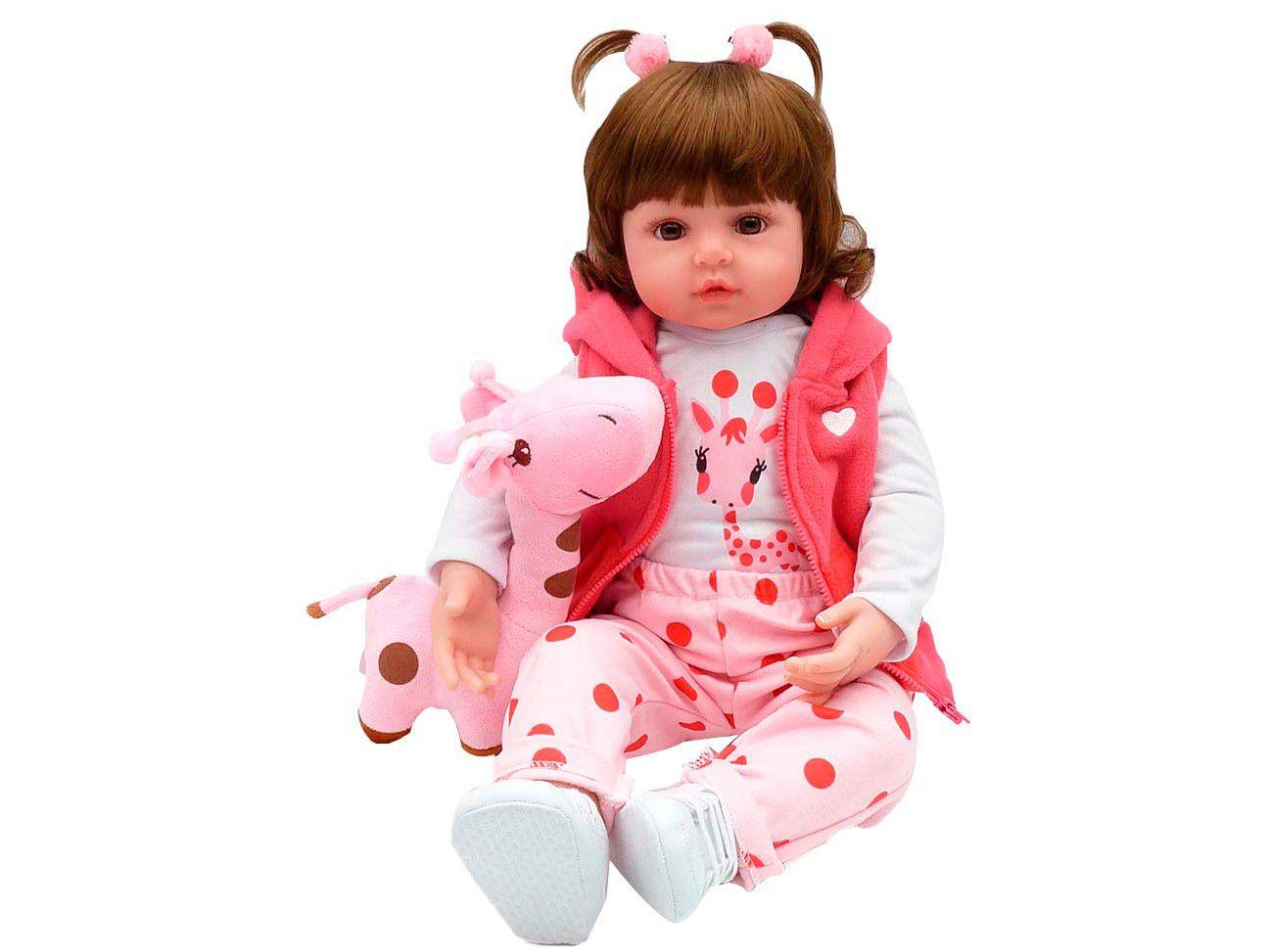 Bebê Reborn Mini Valentina Girafinha Laura Baby - 45cm com Acessórios