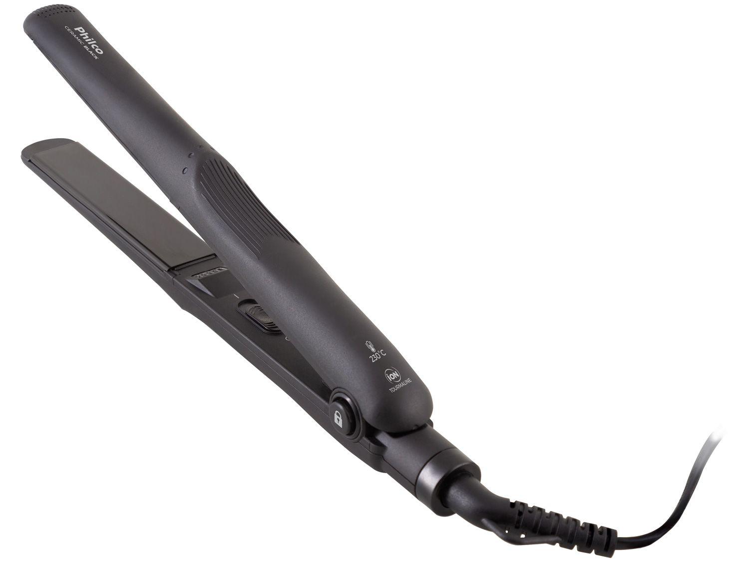 Chapinha/Prancha de Cabelo Philco Ceramic Black - PPR08 Cerâmica com Íons Turmalina 230°C