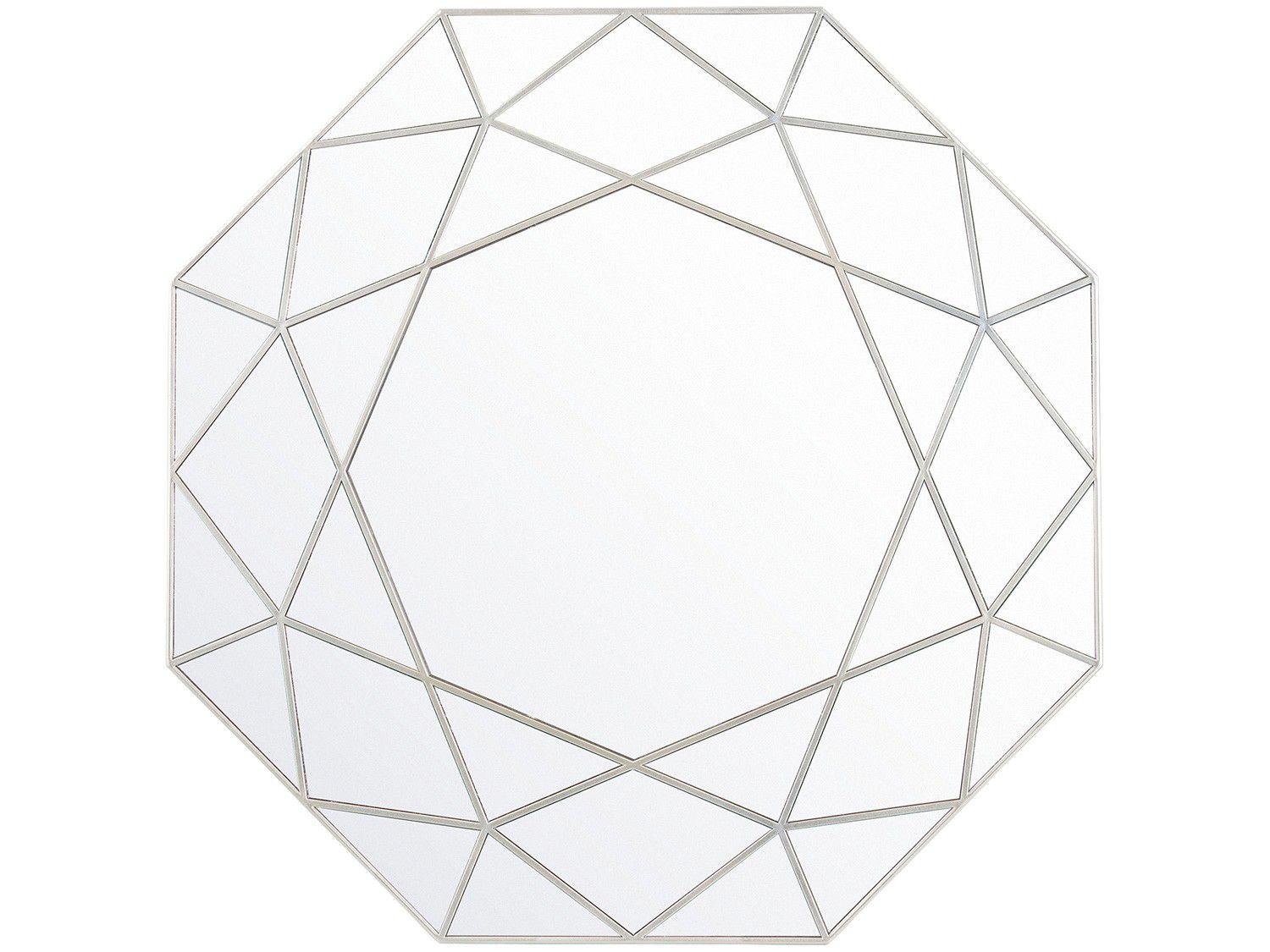 Espelho Decorativo Octogonal com Moldura de Parede - Prata Golden 55x55cm Inova Urban
