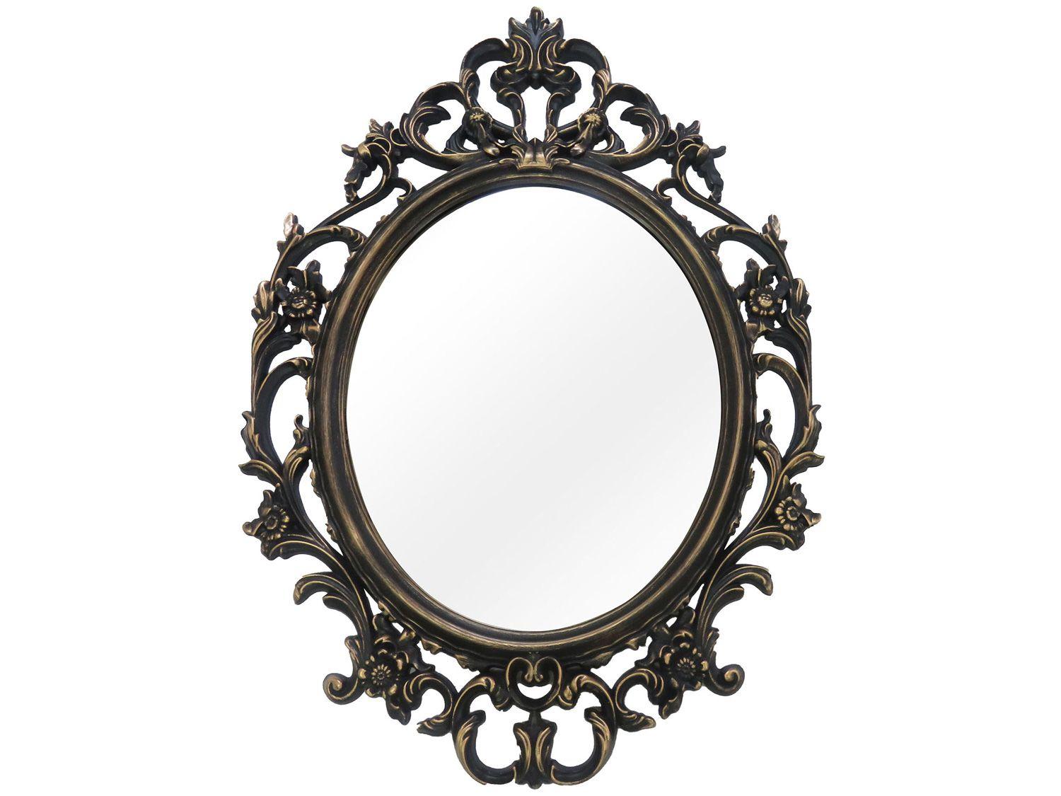Espelho Decorativo Oval Veneziano com Moldura - de Parede Ouro Velho 57x82cm Inova Versa
