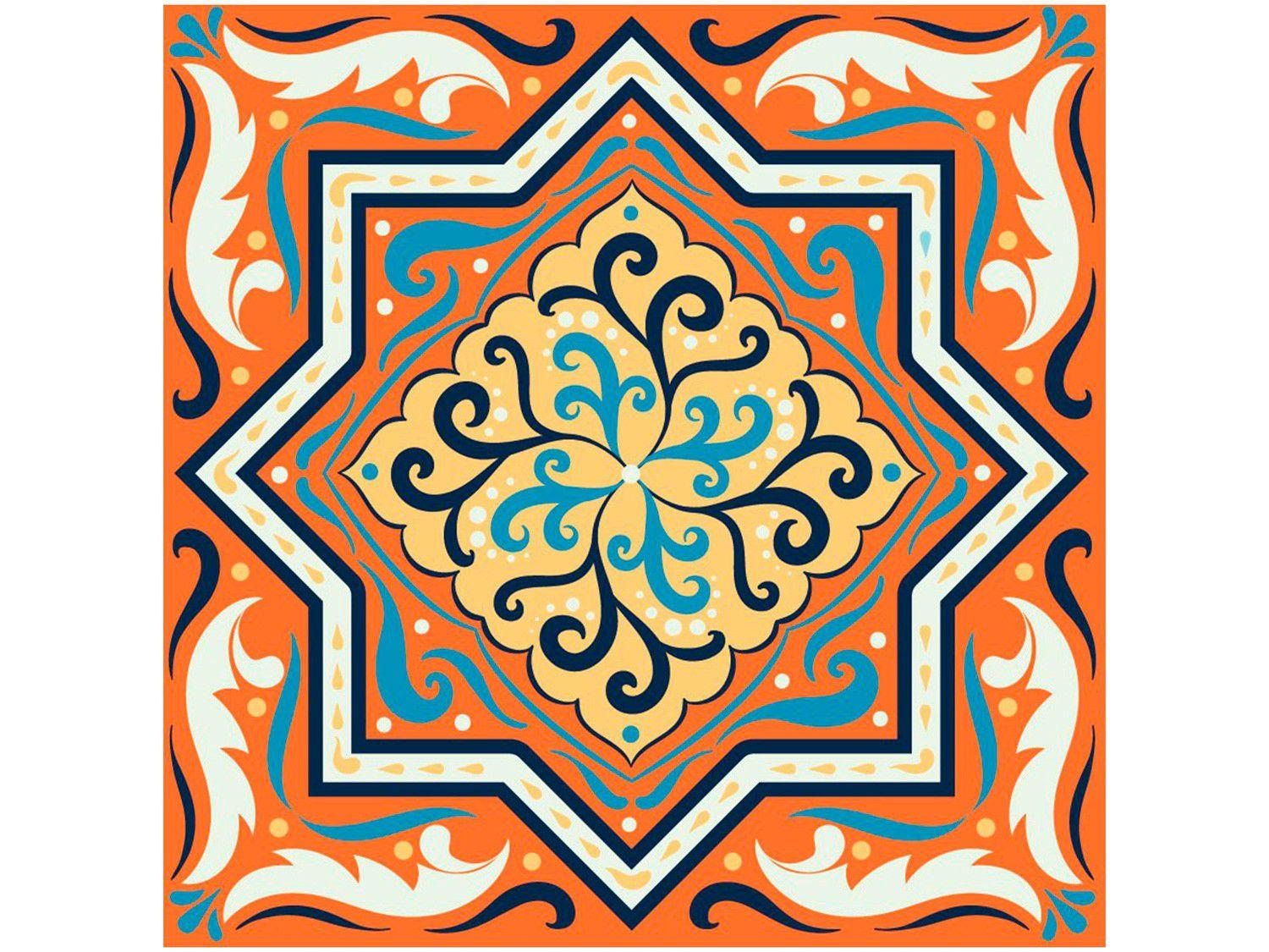 Adesivo de Azulejo Abstrato PVC Adesif N1905769 - 15x15cm 8 Unidades