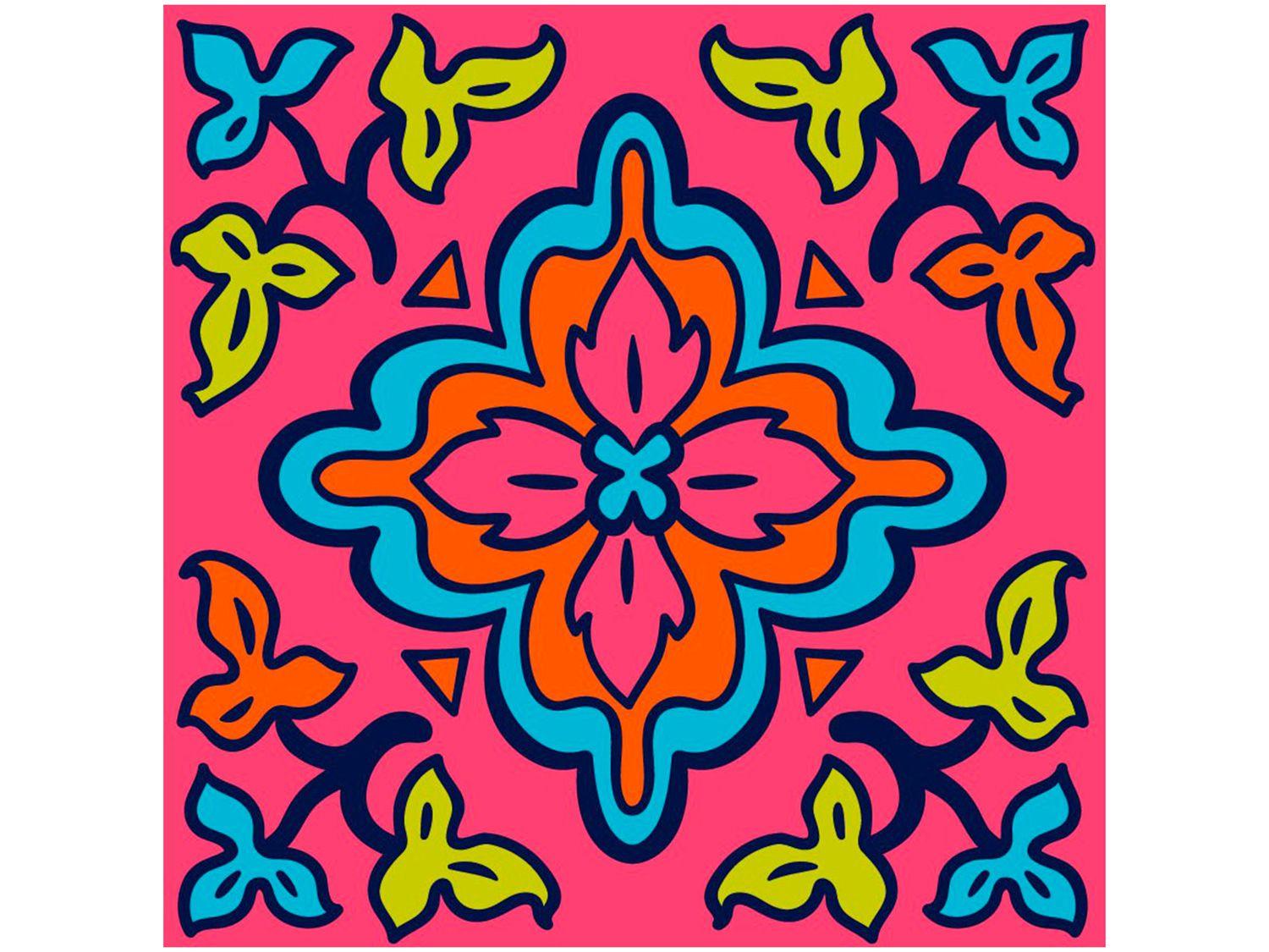 Adesivo de Azulejo Abstrato PVC Adesif N1905778 - 15x15cm 8 Unidades