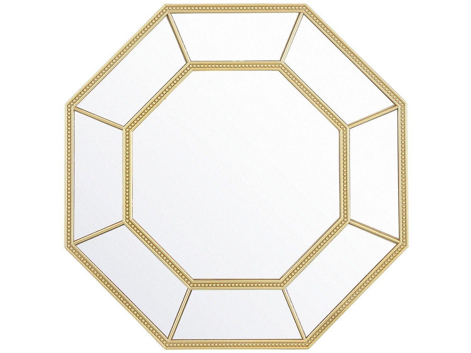 Espelho Decorativo Octogonal com Moldura de Parede - Dourado 40x40cm Inova Huit