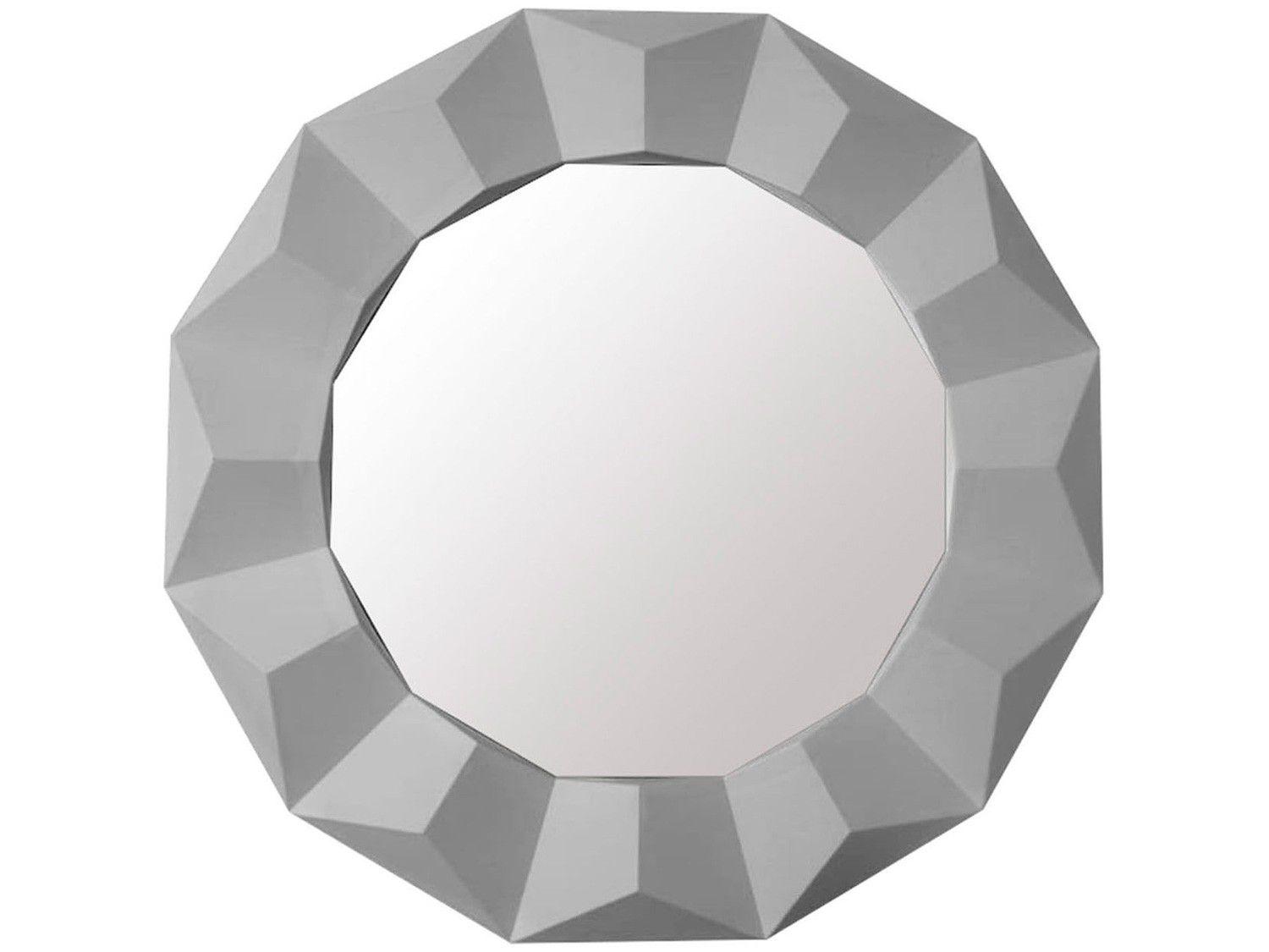 Espelho Decorativo Redondo com Moldura de Parede - Branco 60cm Inova Border