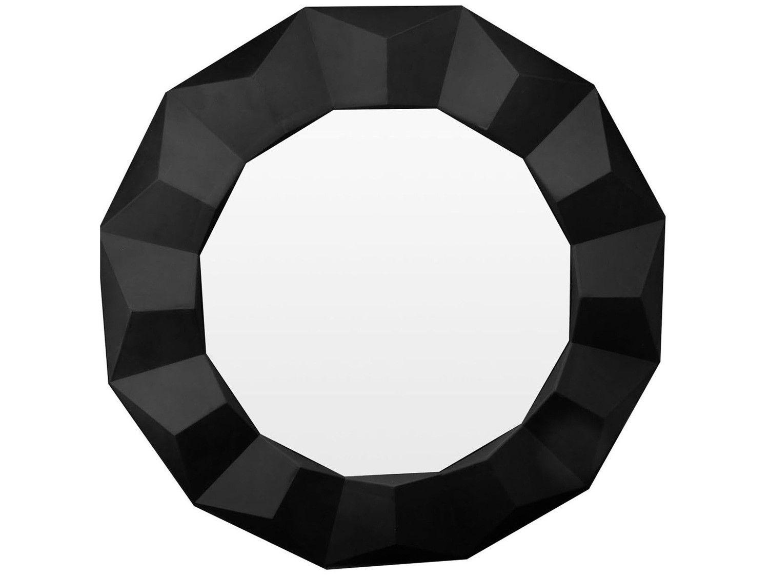 Espelho Decorativo Redondo com Moldura - de Parede Preto 60cm Inova Border