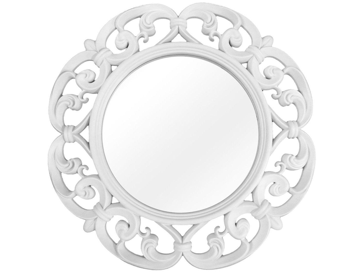 Espelho Decorativo Redondo com Moldura - de Parede Branco 60cm Inova Vênus