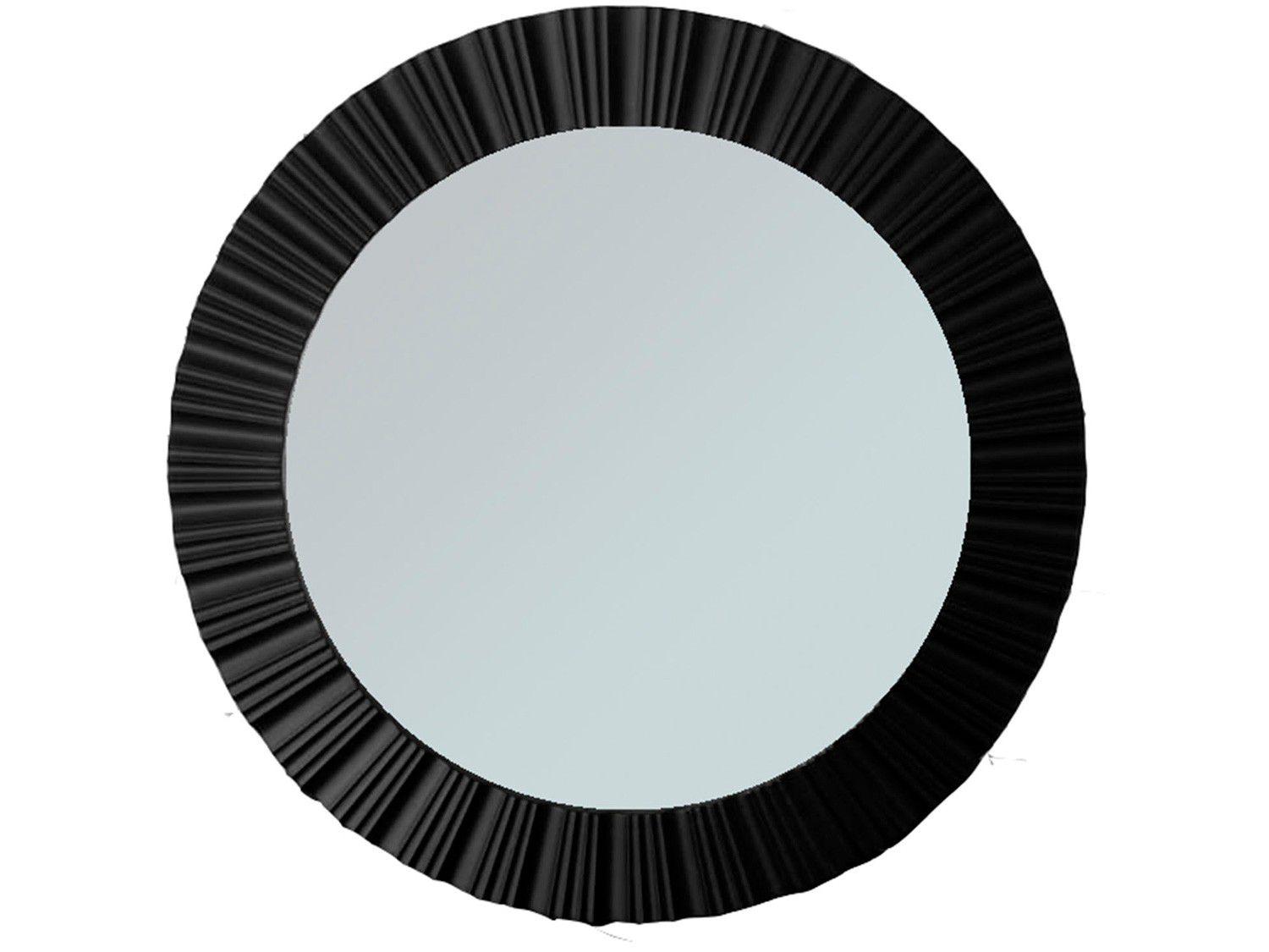 Espelho Decorativo Redondo com Moldura - de Parede Preto 51cm Inova Louis