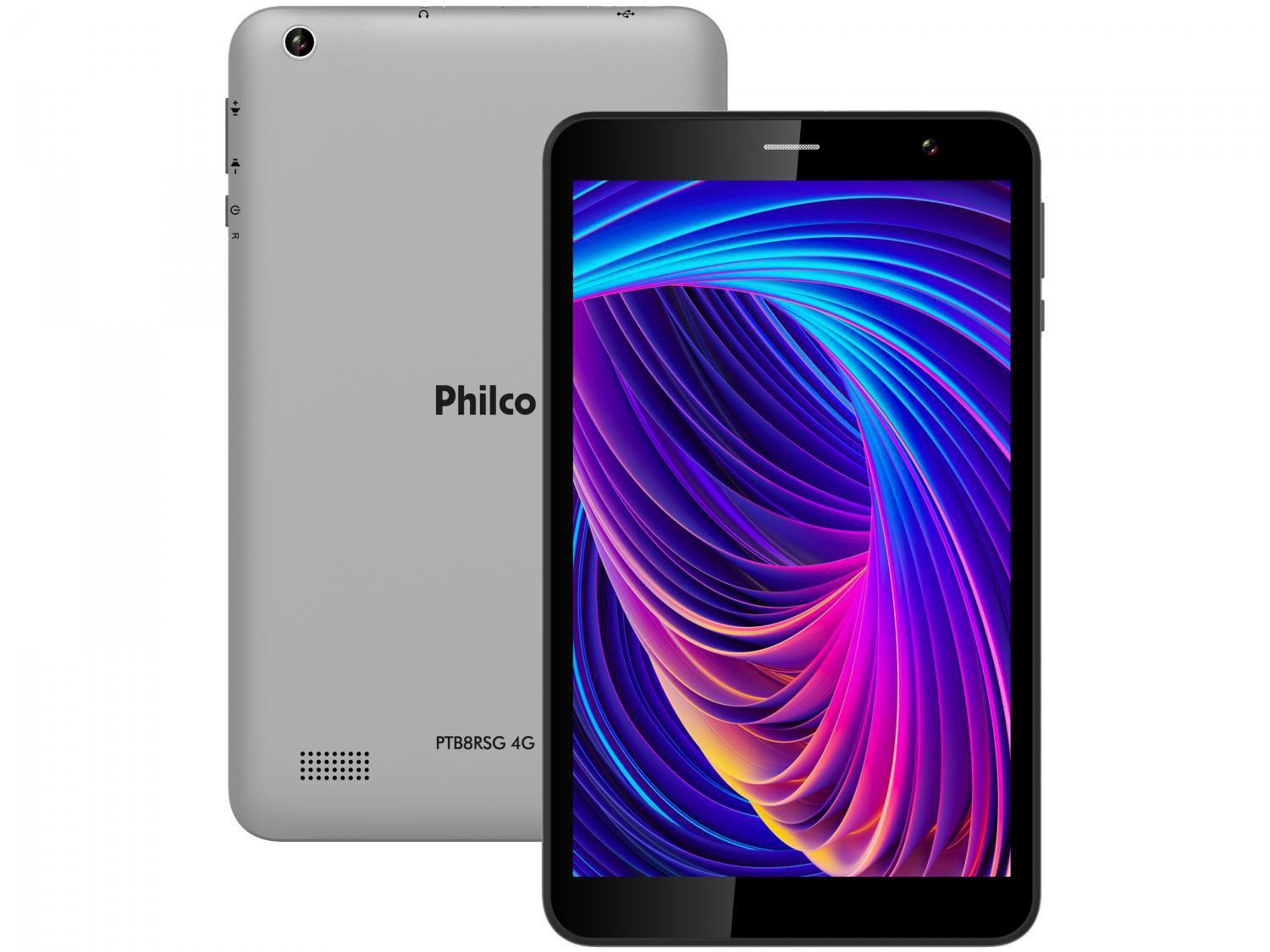 Tablet Philco PTB8RRG 8" 4G Wi-Fi 32GB - Android 10 Quad-Core Câm. 5MP + Selfie 2MP