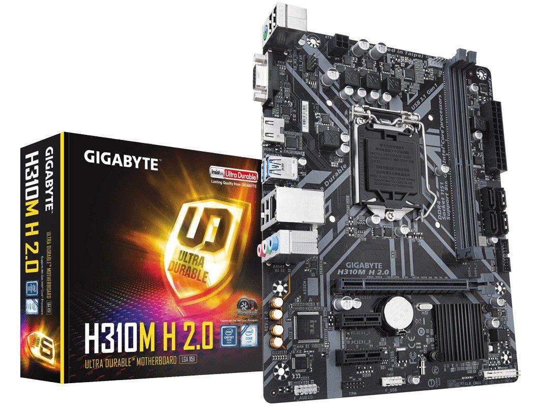 Placa Mãe Gigabyte H310M H 2.0 Intel - LGA 1151 DDR4 Micro ATX