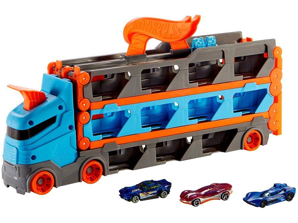 Caminhão de Brinquedo Hot Wheels City Guincho - Pista De Corridas Roda Livre Mattel 7 Peças