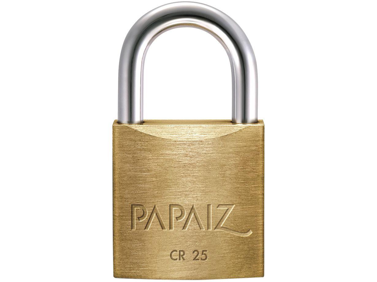 Cadeado Chave Papaiz Clássica Standard CR25 - 25mm Amarelo e Cromado
