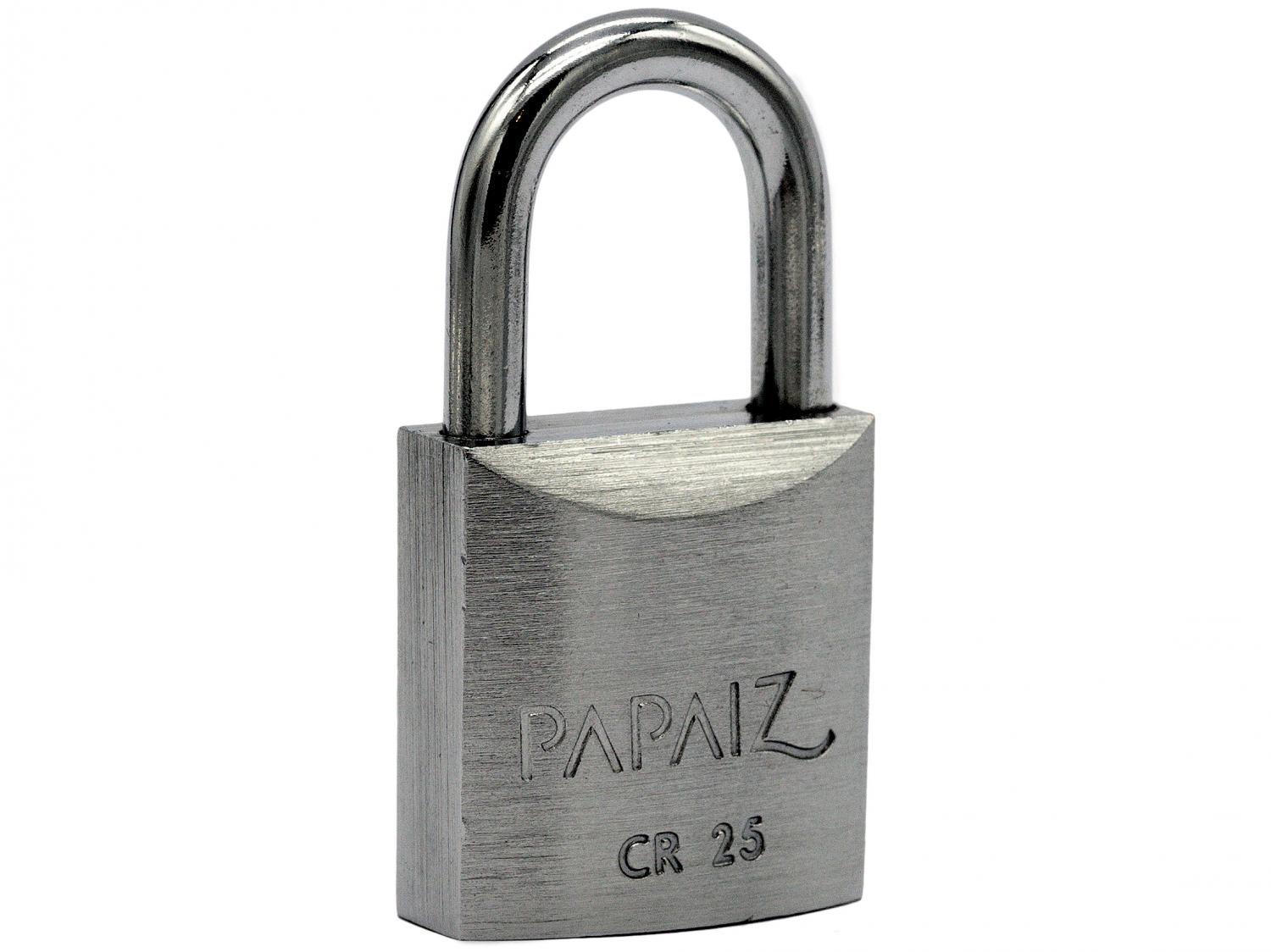 Cadeado Chave Papaiz Chromo25 Clássica - 25mm Cromado