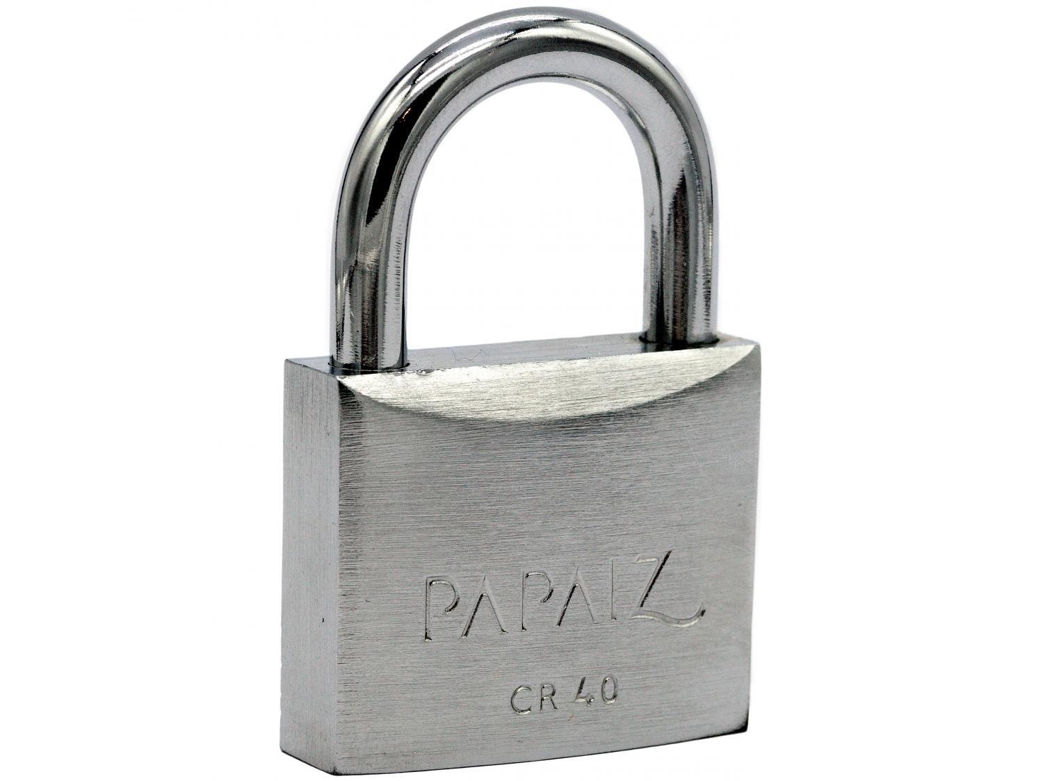 Cadeado Chave Papaiz Chromo40 Clássica - 40mm Cromado