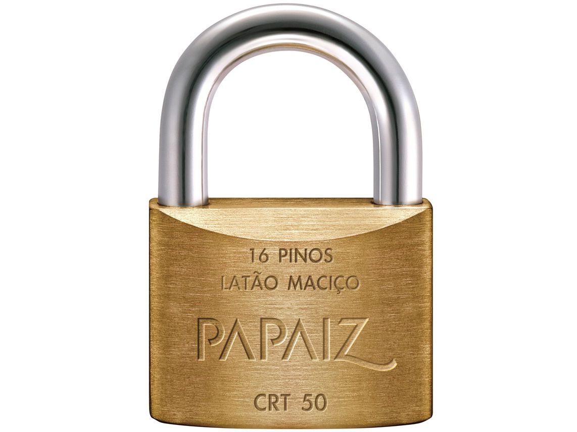 Cadeado Chave Papaiz Tetra 50mm Amarelo e Cromado