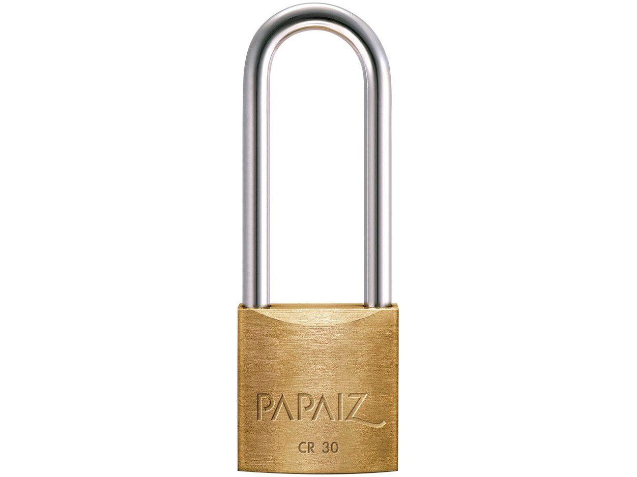 Cadeado Longo Papaiz 30mm Amarelo e Cromado