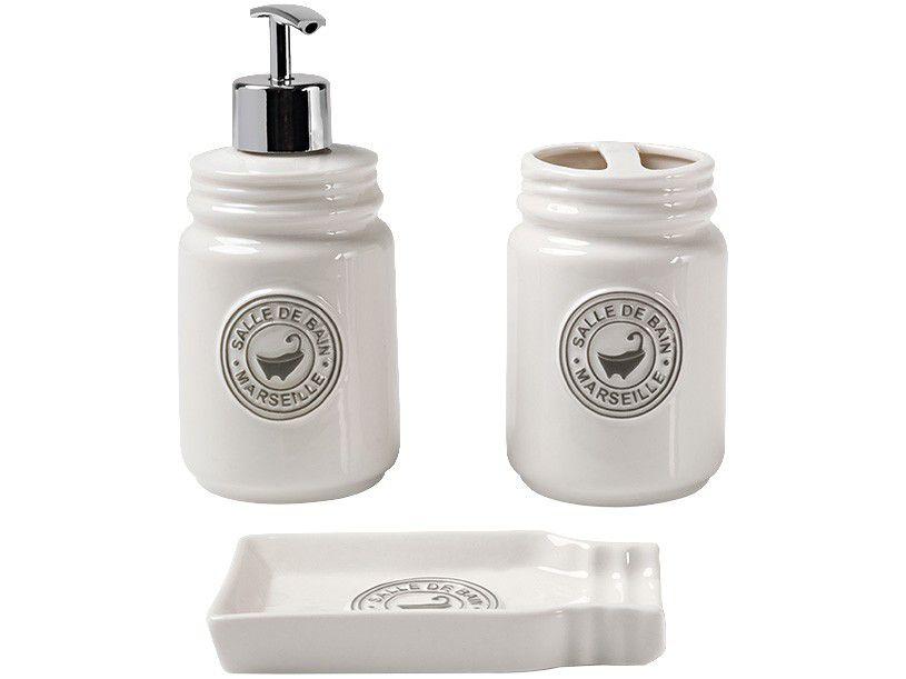 Kit Banheiro Porcelana Haus Concept Pottery Branco - 3 Peças