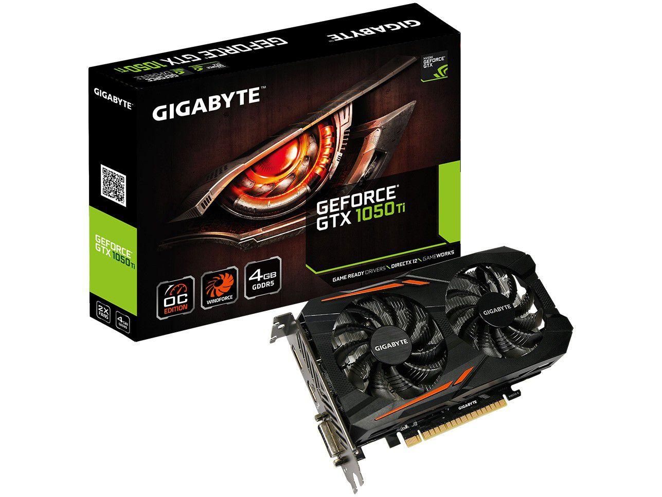 Placa de Vídeo Gigabyte GeForce GTX 1050 TI - 4GB GDDR5 128 bits GV-N105TOC-4GD