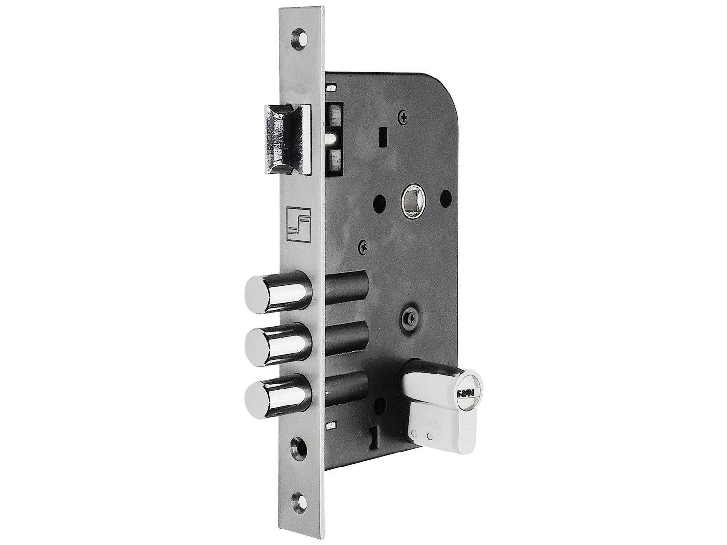 Fechadura Três Pinos Roletados Fortezza - F-5570-3 Interna e Externa de Embutir Prata