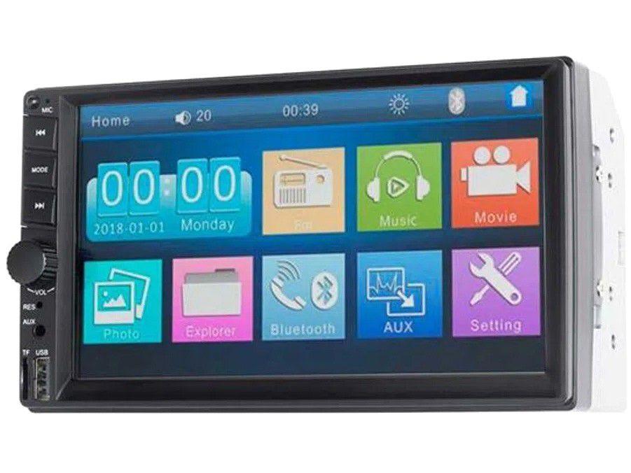 Central Multimídia Multilaser 2 DIN Câmera de Ré - e Espelhamento Bluetooth 7" Touch USB Evolve