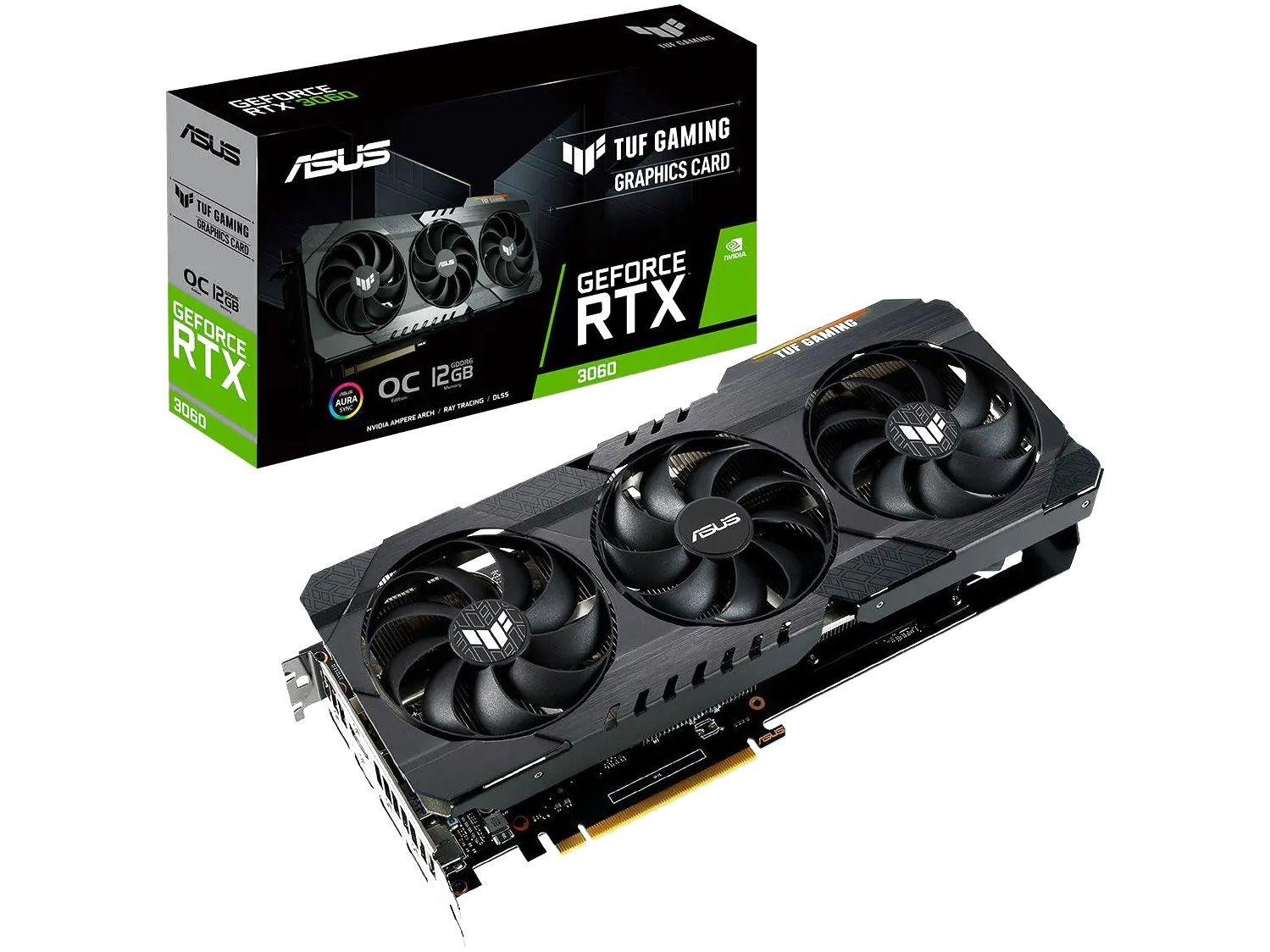 Placa de Vídeo Asus GeForce RTX 3060 - 12GB GDDR6 192 bits TUF Gaming TUFRTX3060O12GG