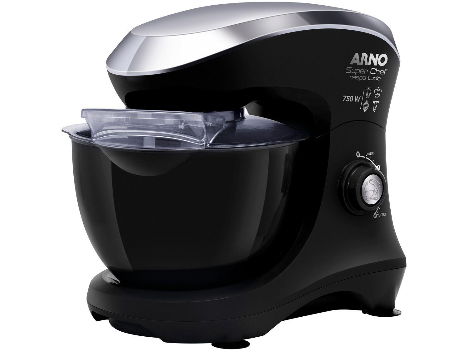 Batedeira Planetária Arno Preta 750W - Superchef Raspa Tudo KM11 15 Velocidades