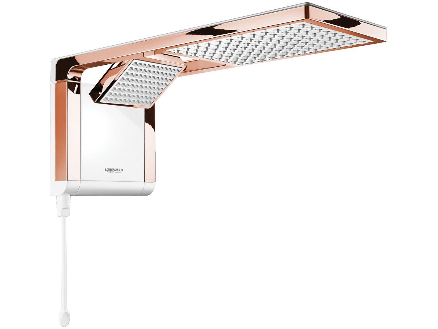 Chuveiro Lorenzetti Acqua Duo Ultra 7510125 - 6800W Branco e Rose Gold Temperatura Gradual