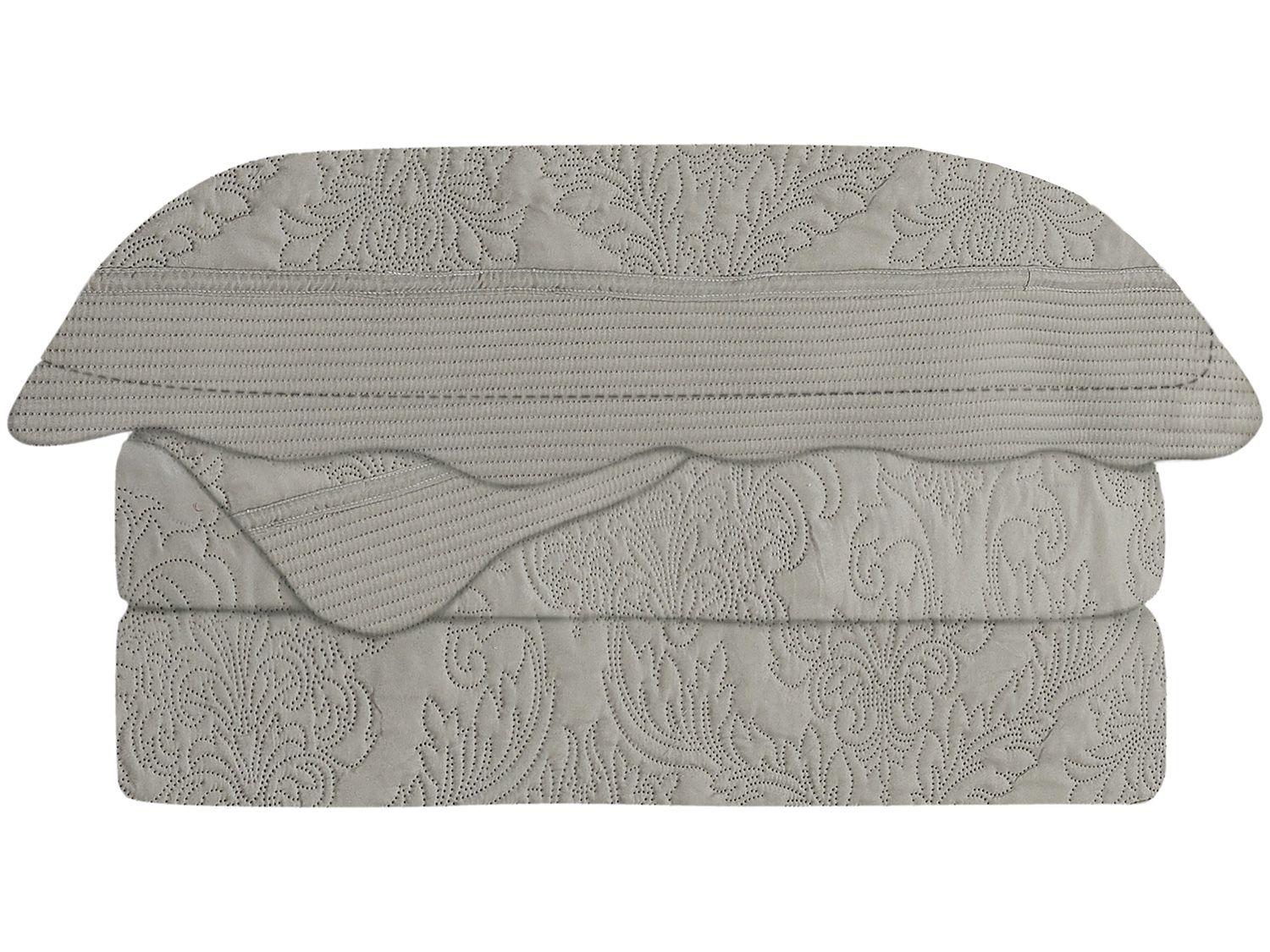 Colcha Queen Camesa Poliéster 150 Fios - Antique Bege 3 Peças