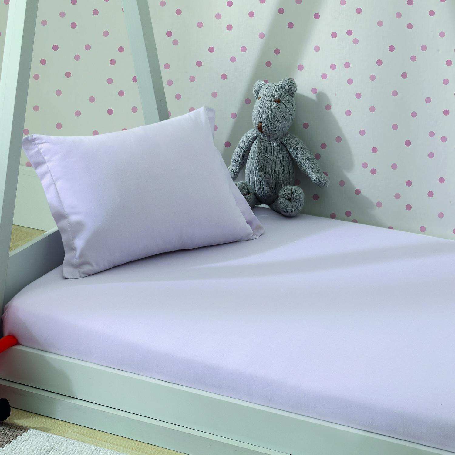 Jogo de Cama para Berço Döhler 100% Algodão - 180 Fios Liso Safira Rosa 2 Peças