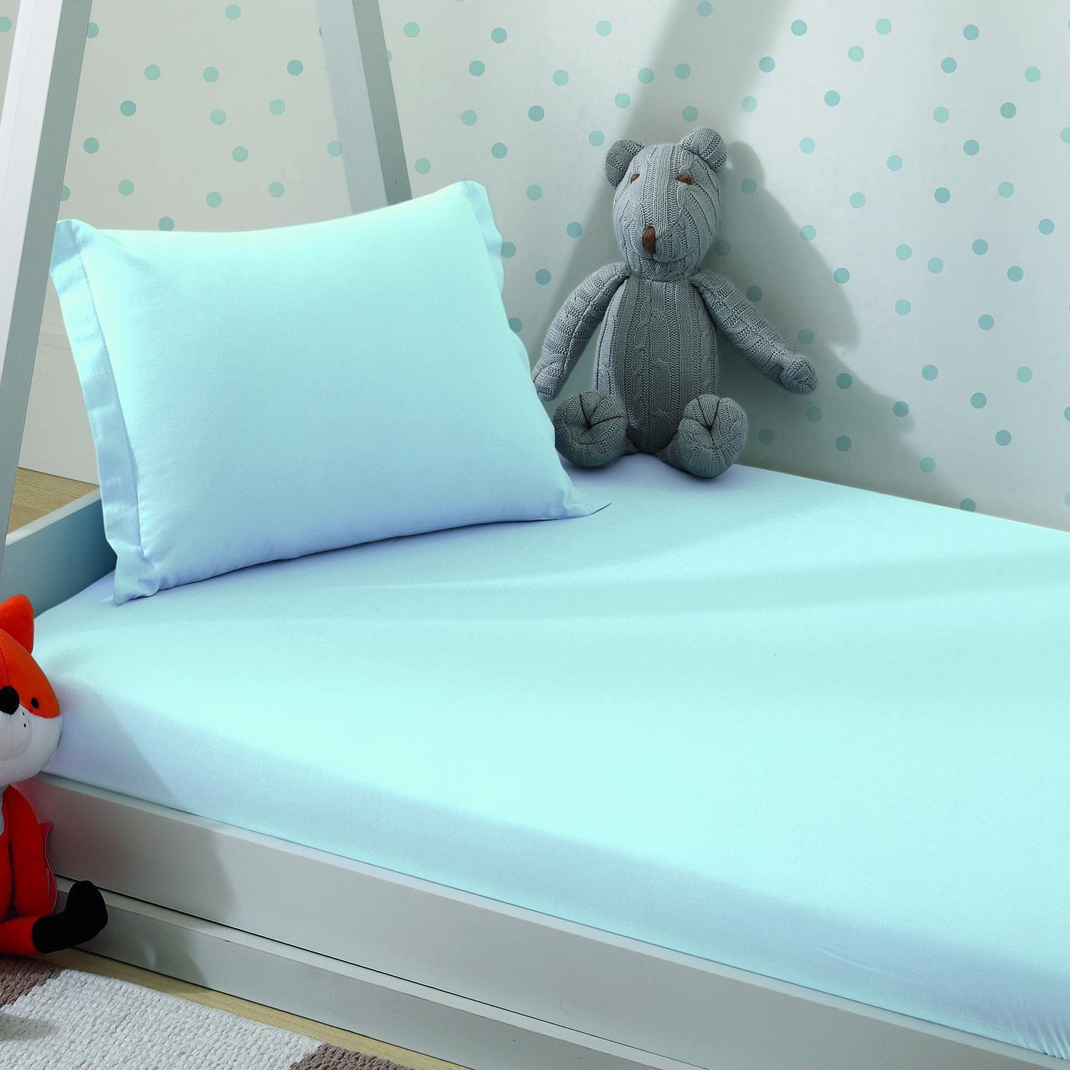 Jogo de Cama para Berço Döhler 100% Algodão - 180 Fios Liso Safira Azul 2 Peças