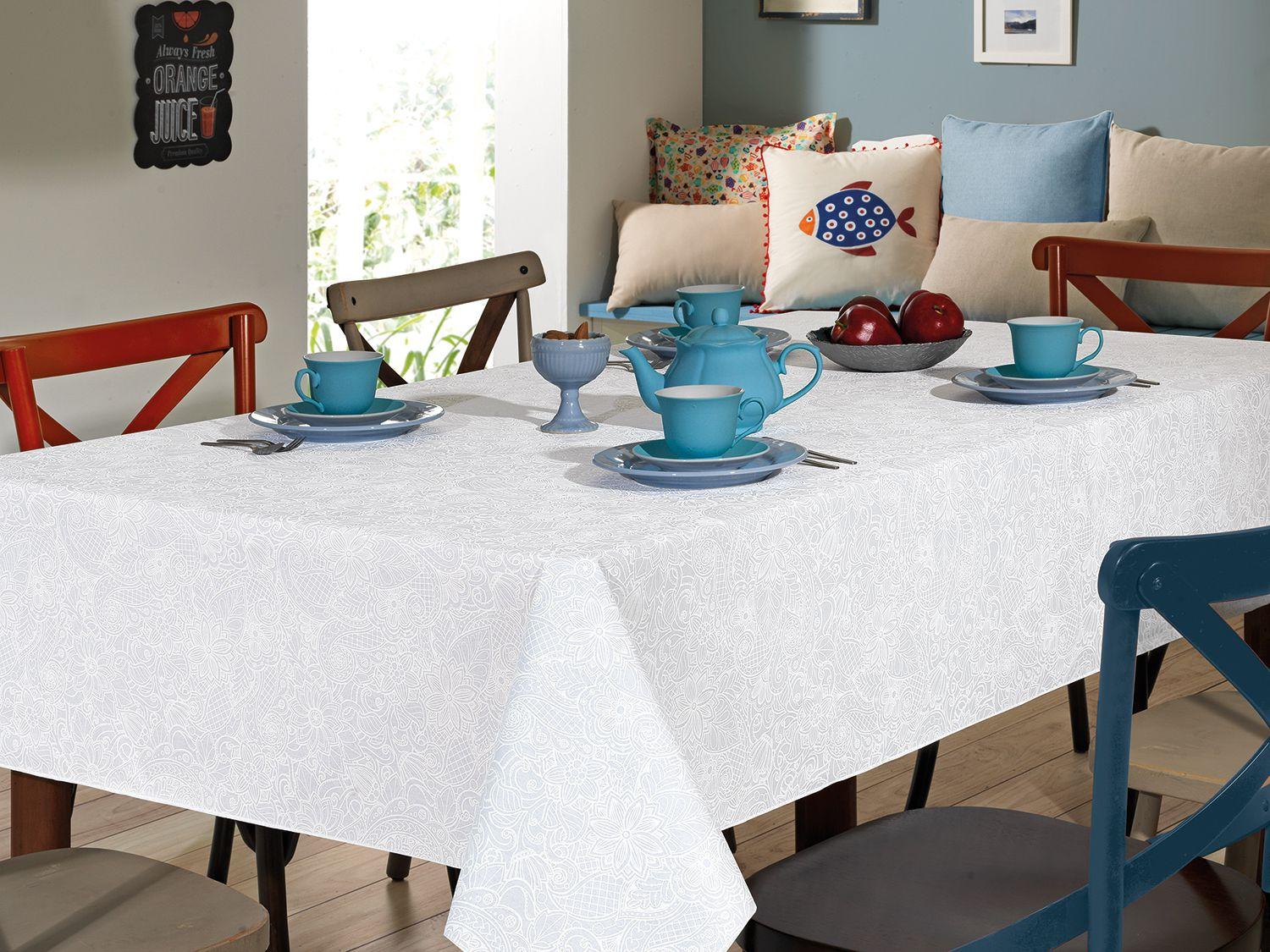 Toalha de Mesa Retangular Döhler Branca - 140x210cm Clear Athenas Edite