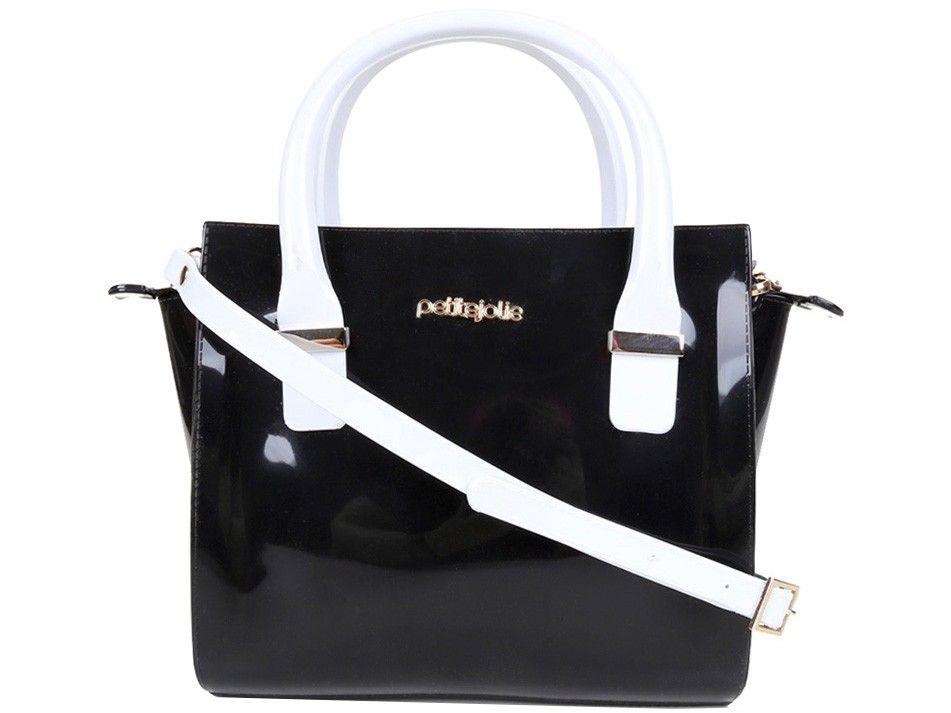 Bolsa Tote Petite Jolie Feminina Transversal - Preta e Branca
