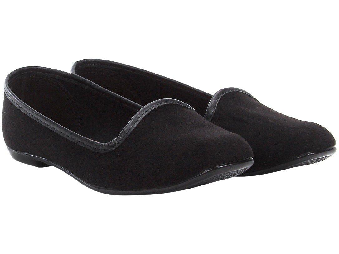 Sapatilha Moleca Slipper Bico Redondo Preta