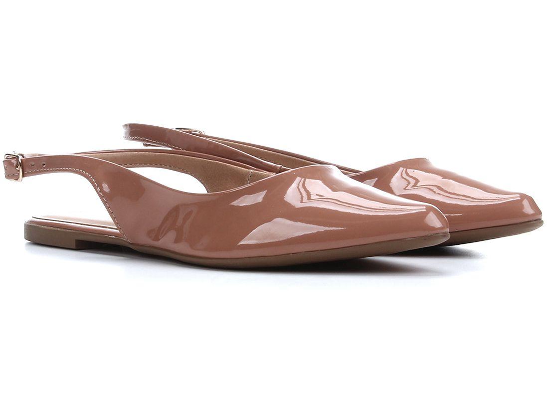 Sapatilha Jelly Bean Slingback Bico Fino Bege