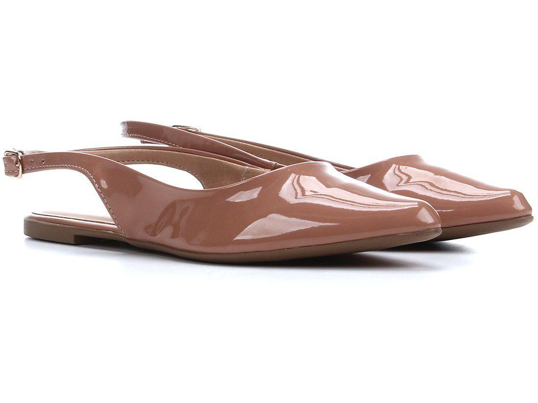 Sapatilha Jelly Bean Slingback Bico Fino Bege